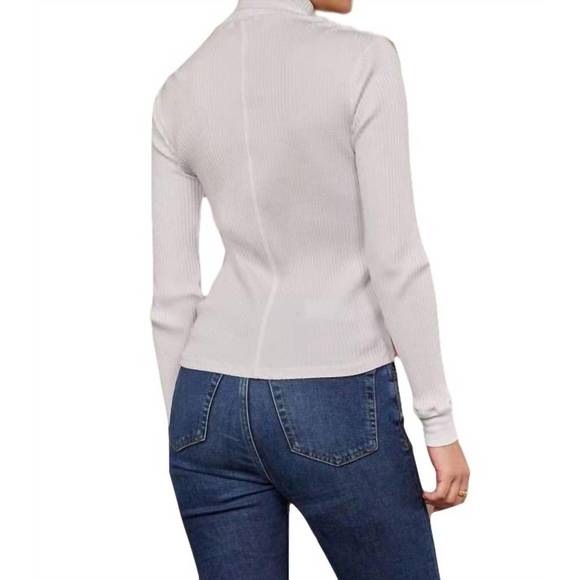 NEW LAMADE andre long sleeve snap turtleneck top in white - Picture 3 of 3